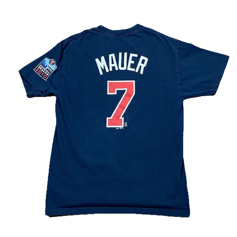 Minnesota Twins Joe Mauer 7 Inaugural Season 2010 T Shirt Navy L
